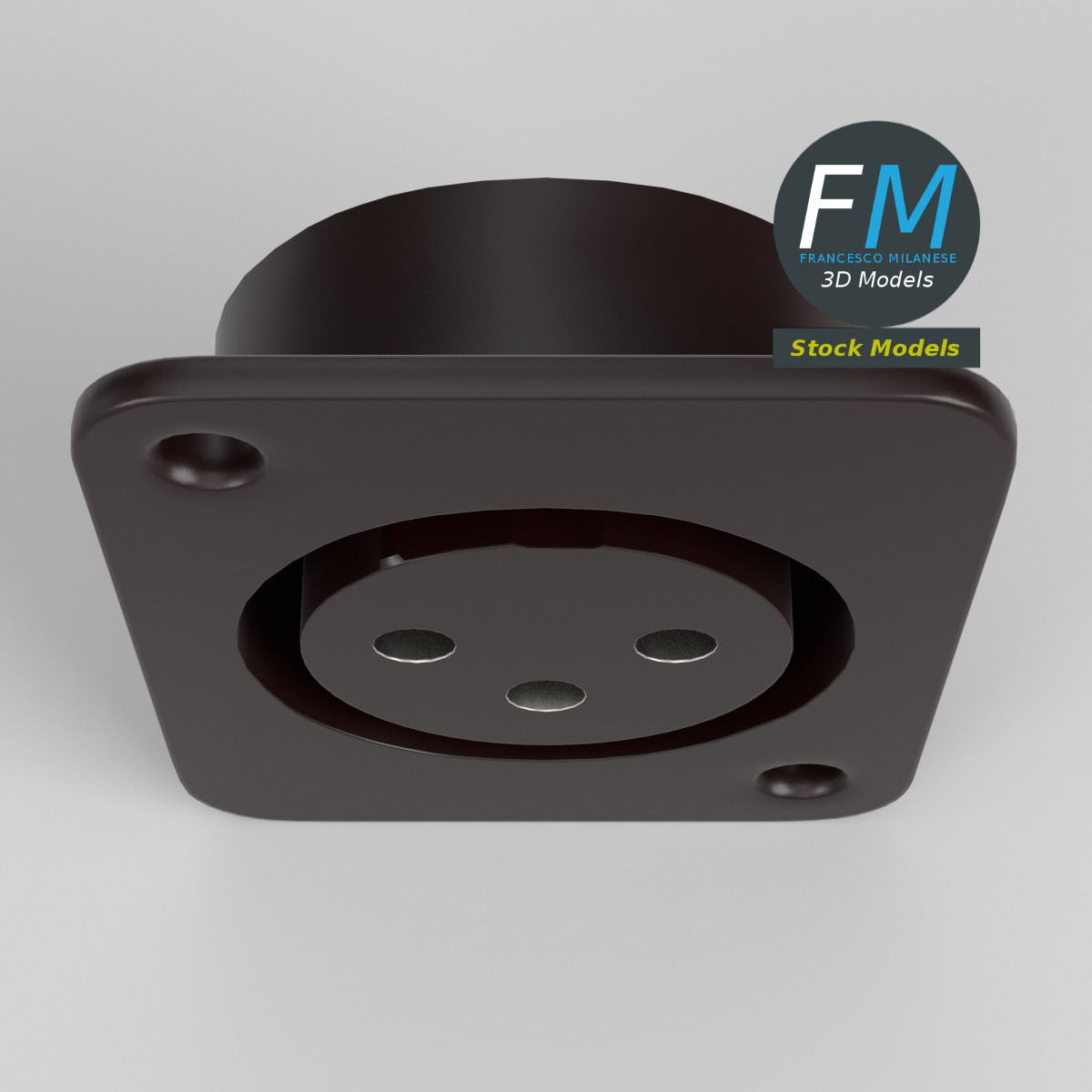 3D-Modell - XLR-Einbaubuchse - 06