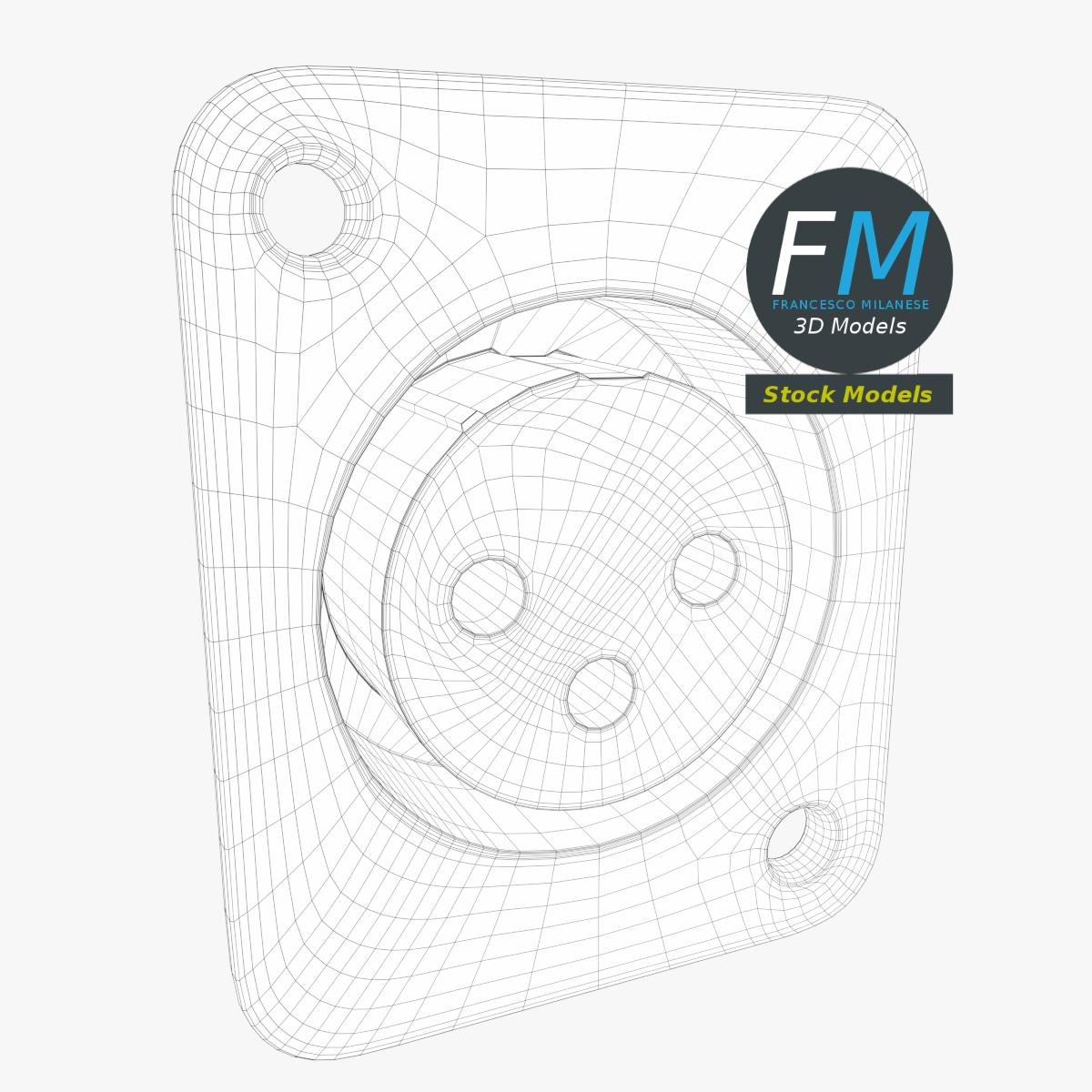 3D-Modell - XLR-Einbaubuchse - 07
