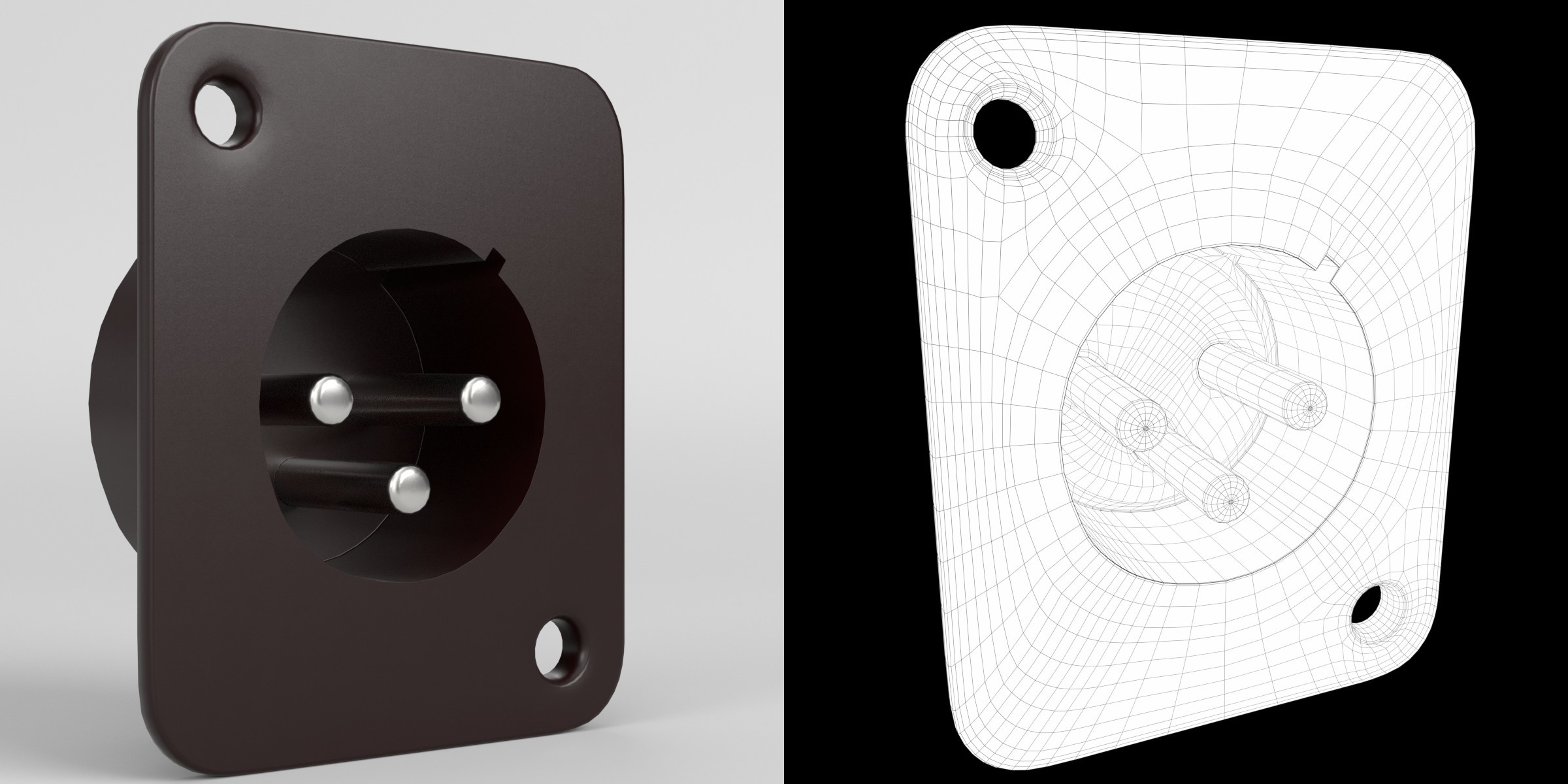 3D-Modell - XLR-Einbaustecker