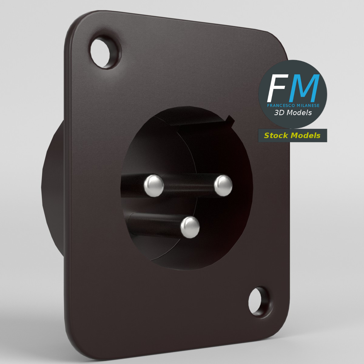 3D-Modell - XLR-Einbaustecker - 01