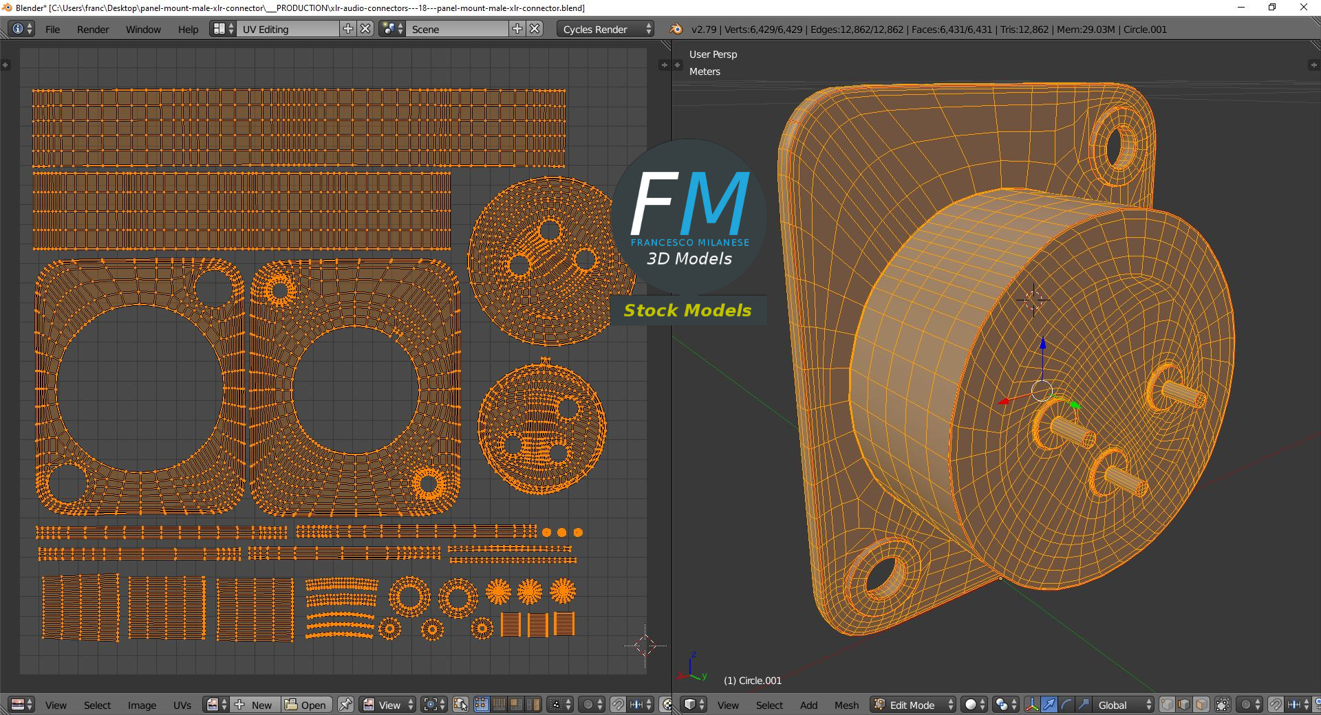 3D-Modell - XLR-Einbaustecker - 10