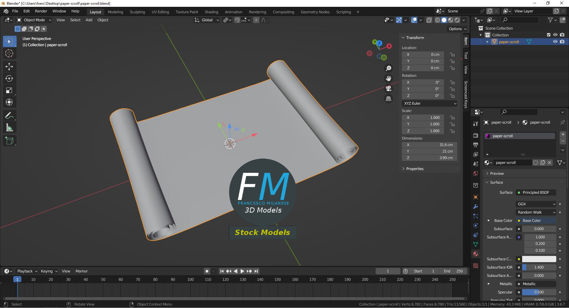 3D-Modell - Papierrolle - 09