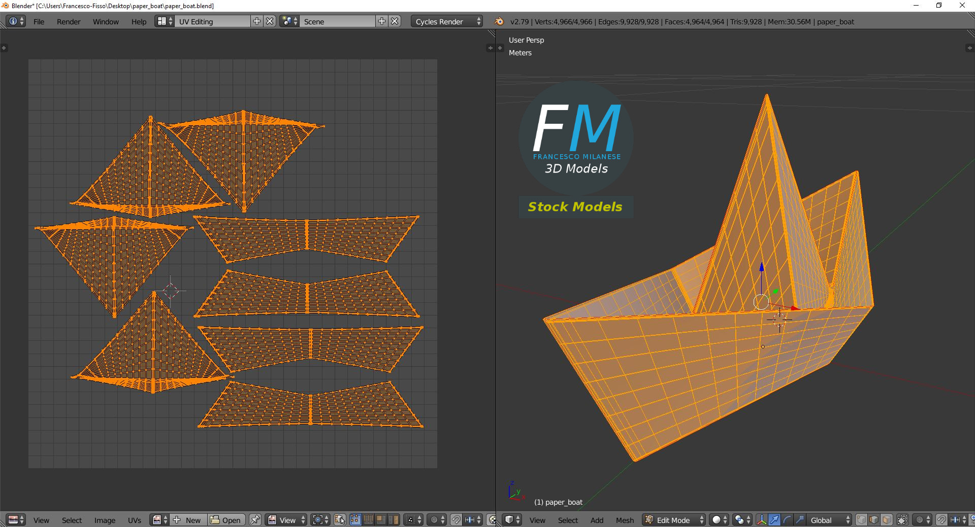 3D-Modell - Papierboot - 10