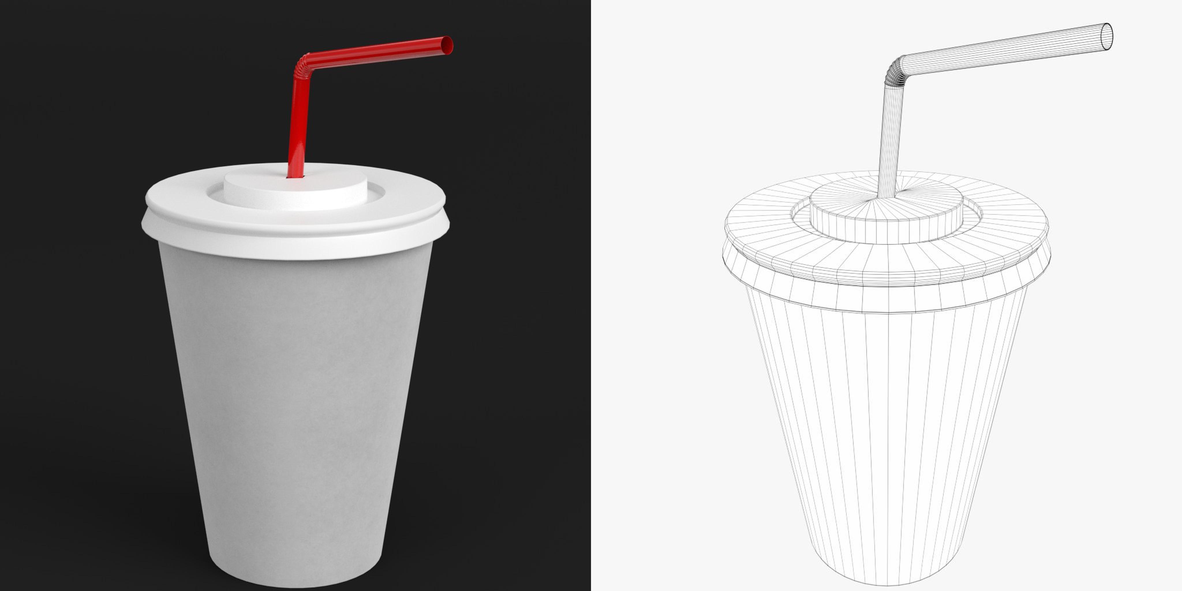 3D-Modell - Pappbecher mit Strohhalm
