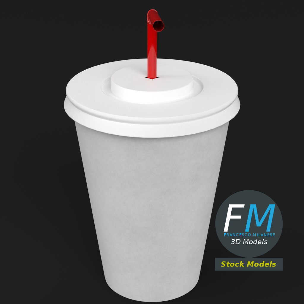 3D-Modell - Pappbecher mit Strohhalm - 02
