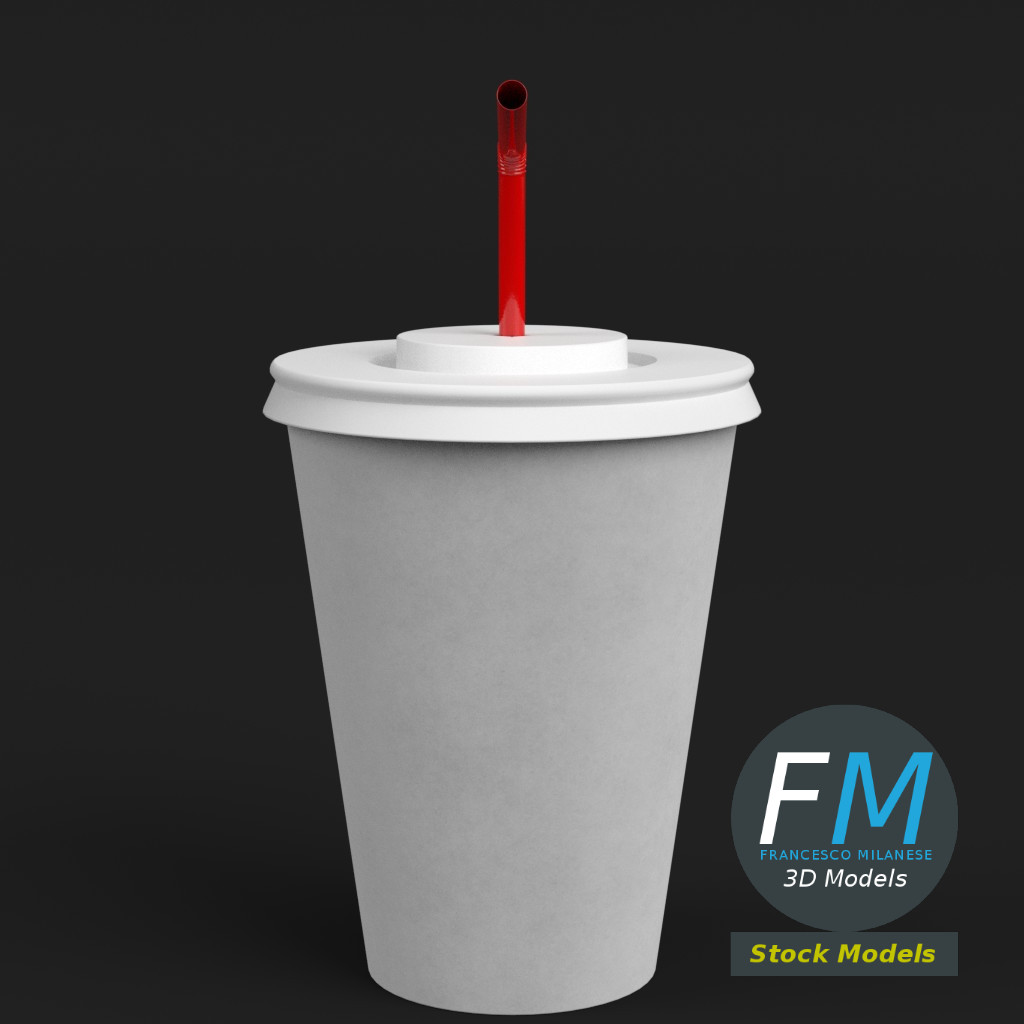 3D-Modell - Pappbecher mit Strohhalm - 04