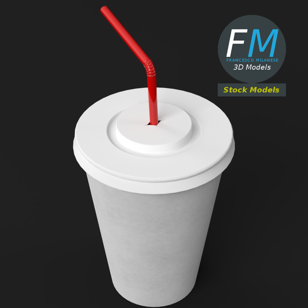 3D-Modell - Pappbecher mit Strohhalm - 05