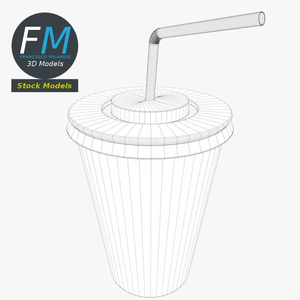 3D-Modell - Pappbecher mit Strohhalm - 07