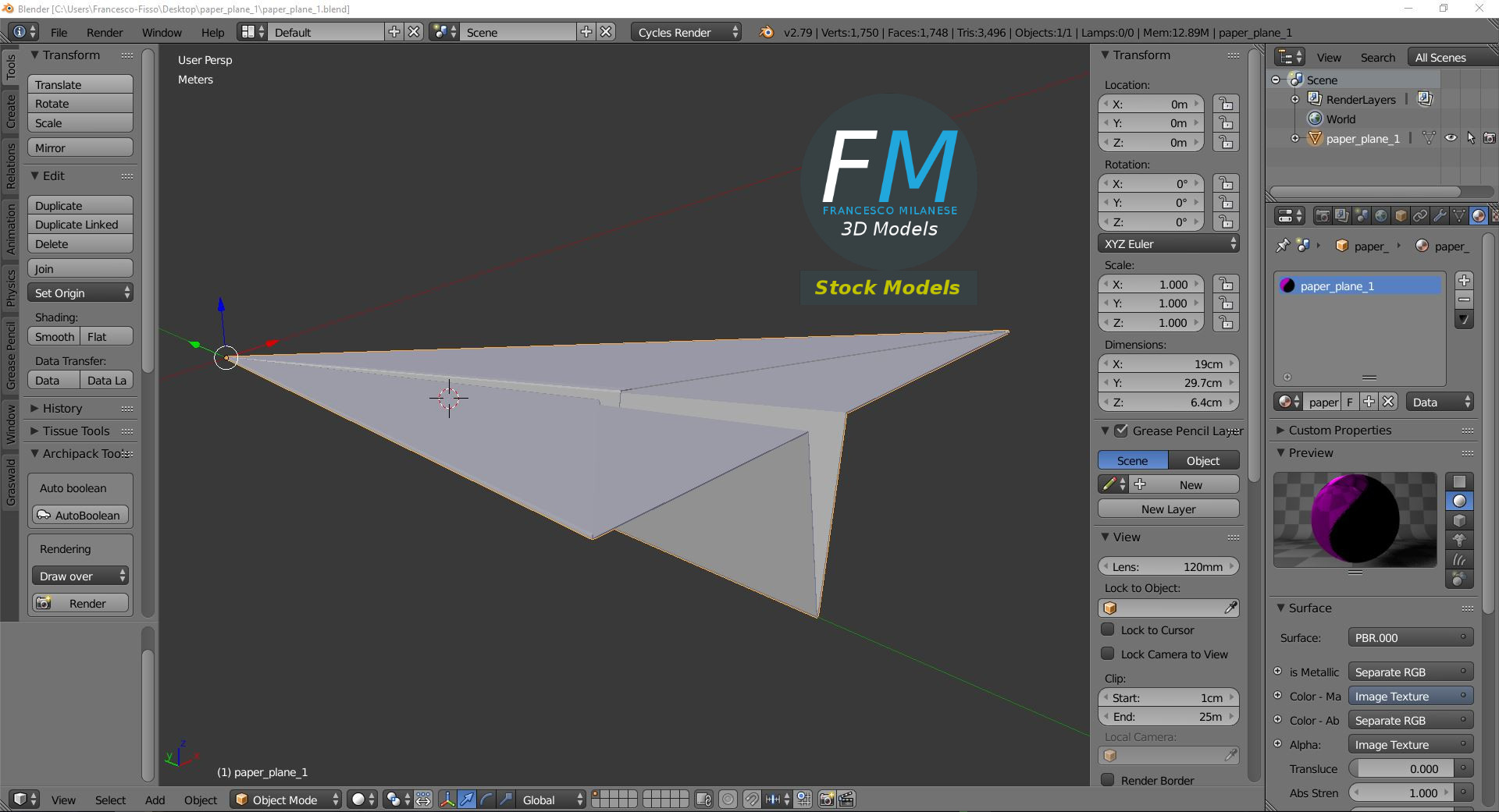 3D-Modell - Papierflieger - 09