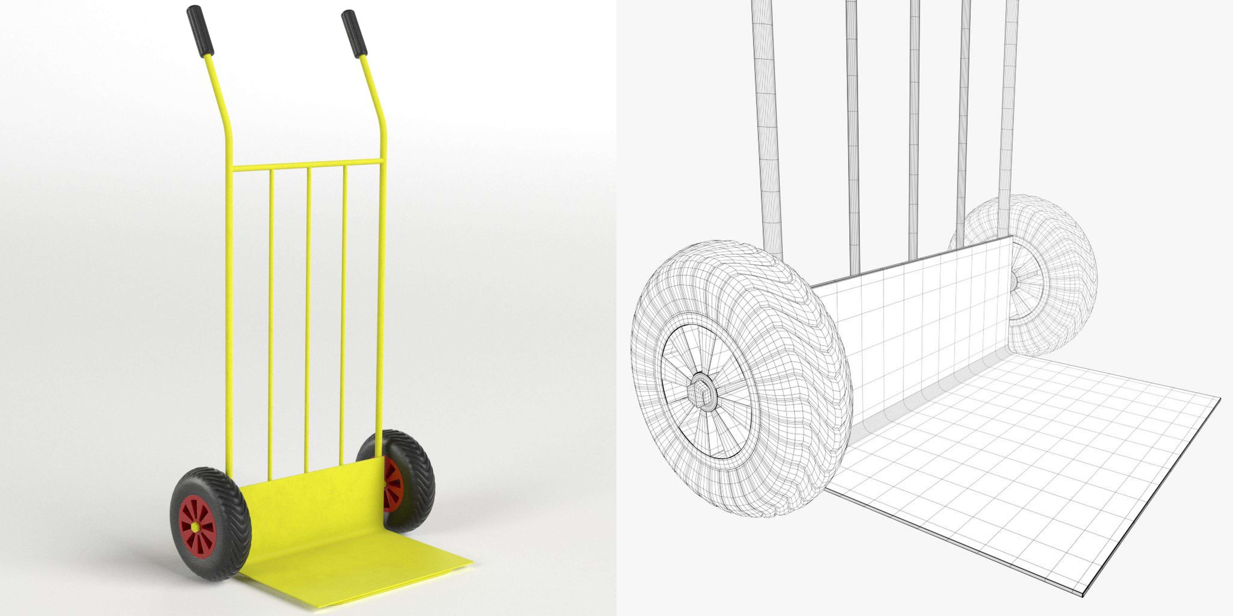 3D-Modell - Zweirädrige Paket-Sackkarre