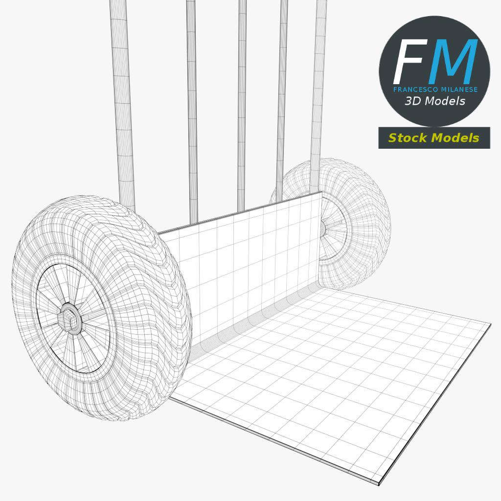 3D модель - Двухколесная Тележка для Посылок - 07