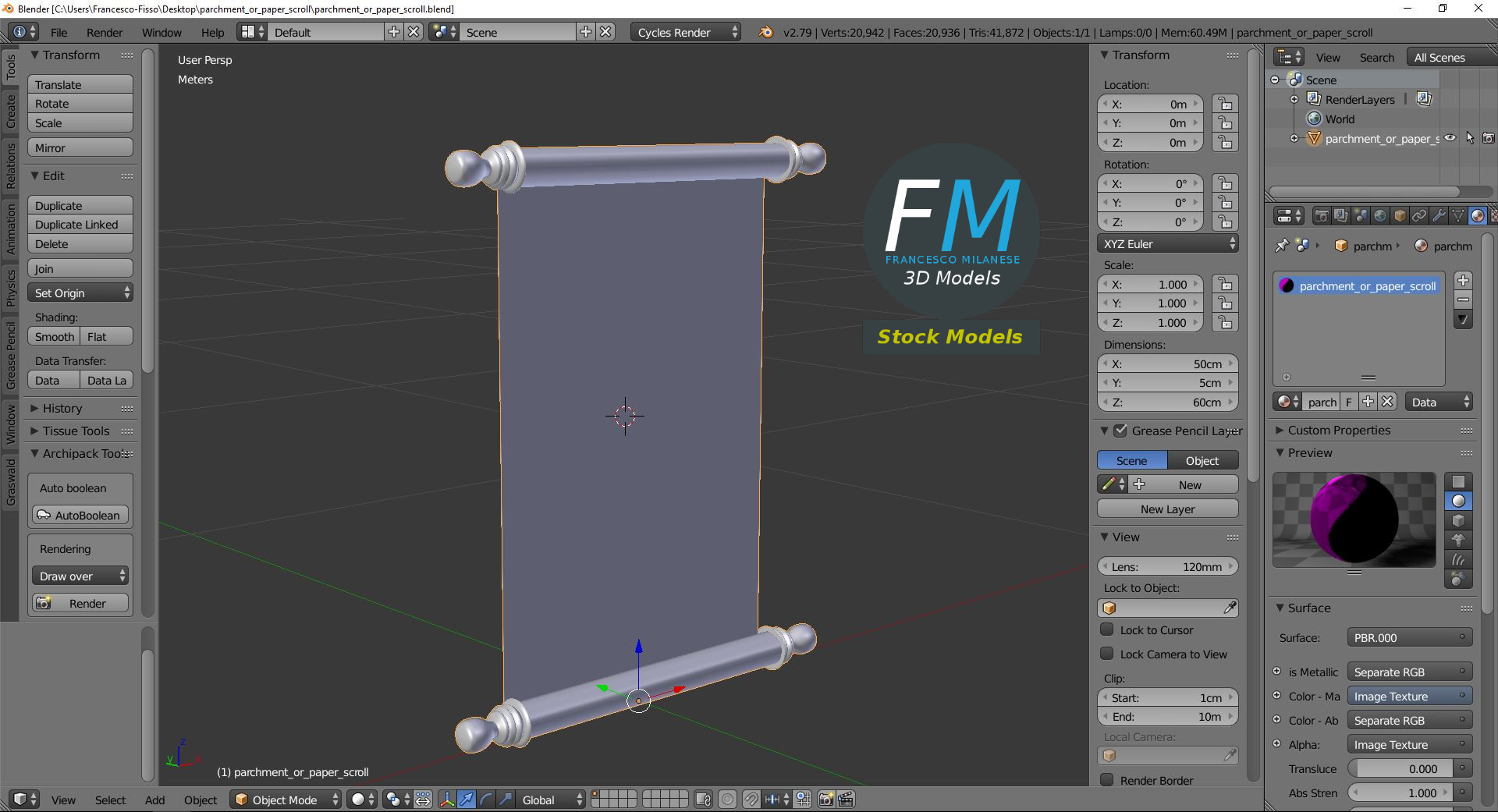 3D-Modell - Pergamentrolle - 09