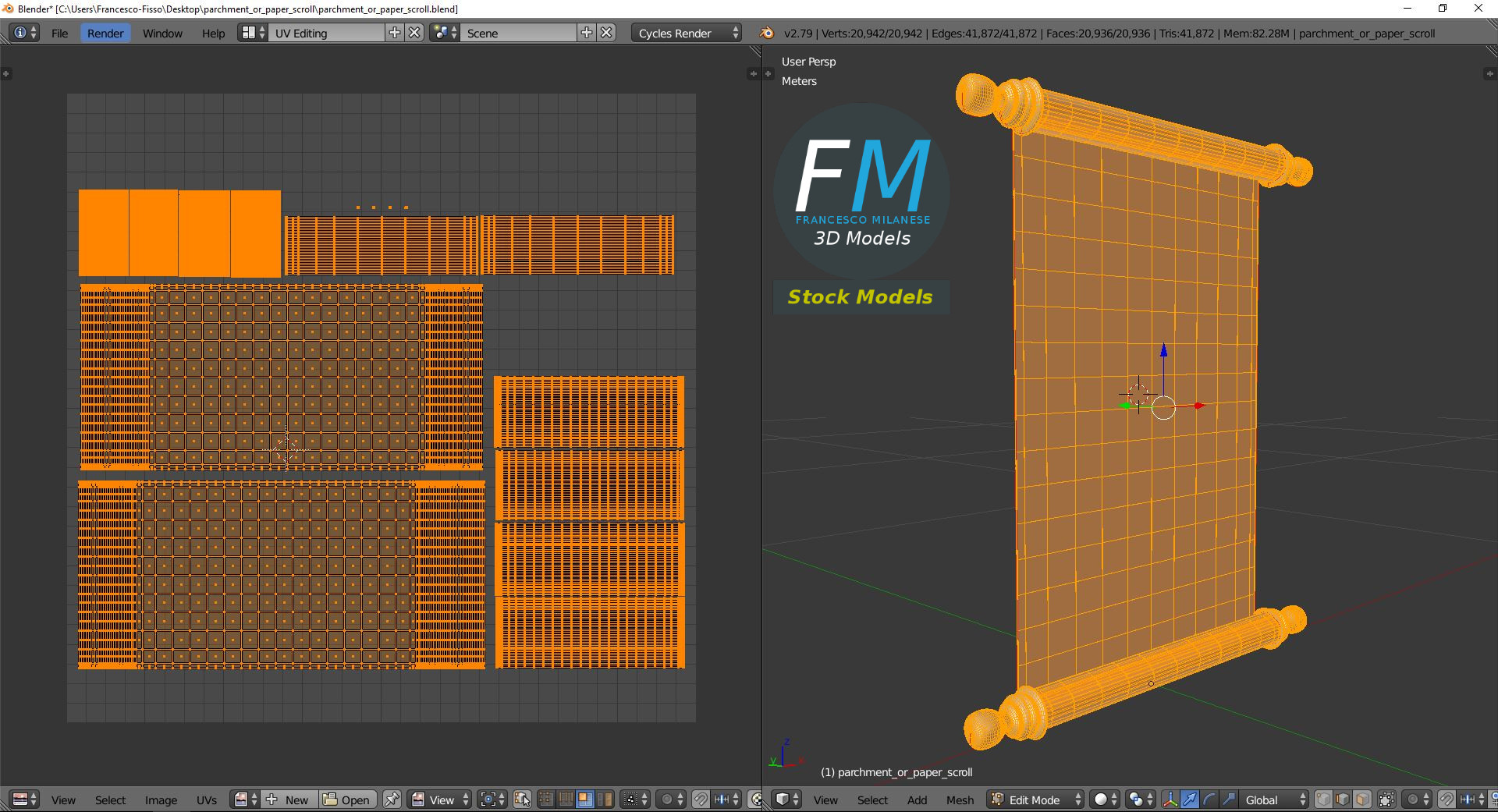 3D-Modell - Pergamentrolle - 10
