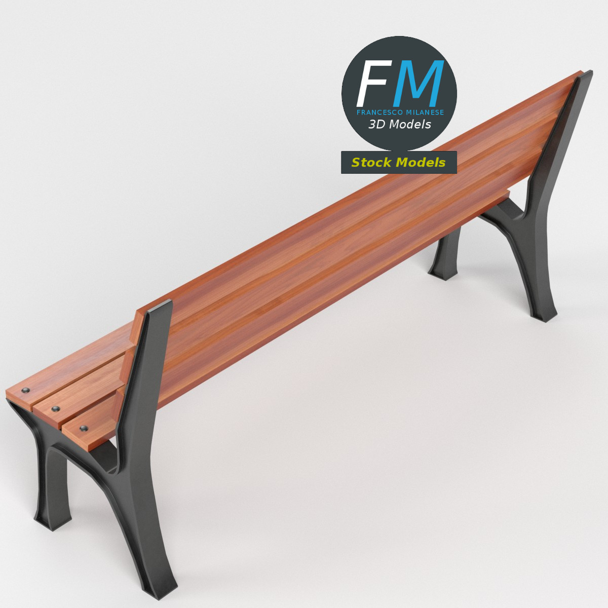 3D-Modell - Parkbank aus Holz - 02