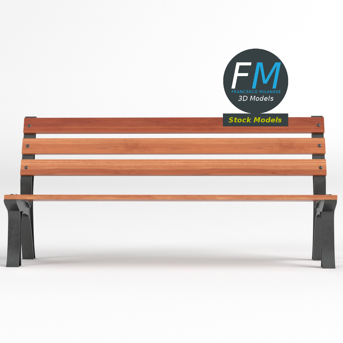 3D-Modell - Parkbank aus Holz - 03