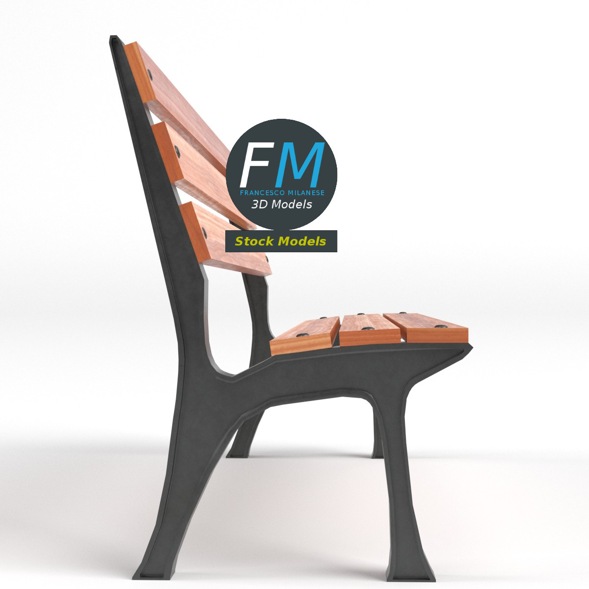 3D-Modell - Parkbank aus Holz - 04