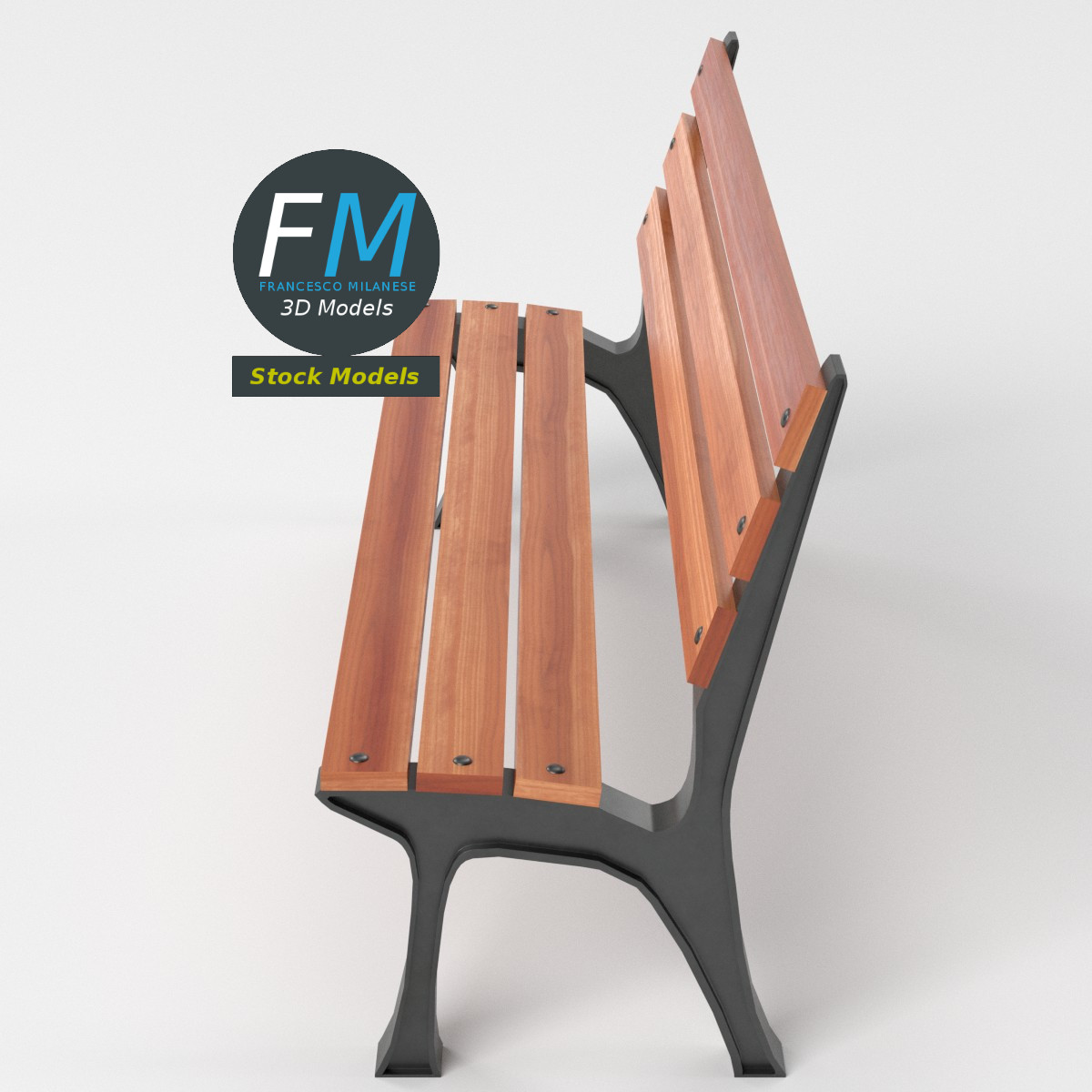 3D-Modell - Parkbank aus Holz - 05