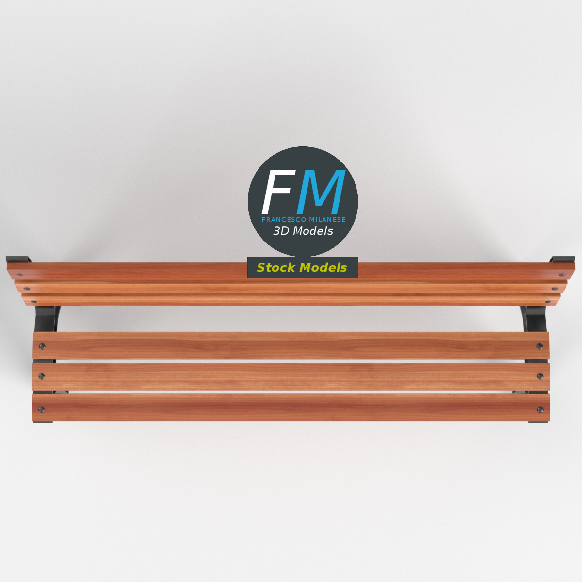 3D-Modell - Parkbank aus Holz - 06