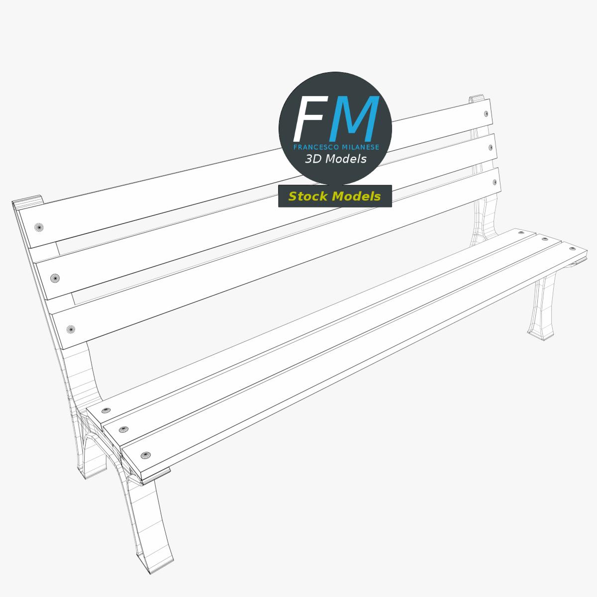 3D-Modell - Parkbank aus Holz - 07
