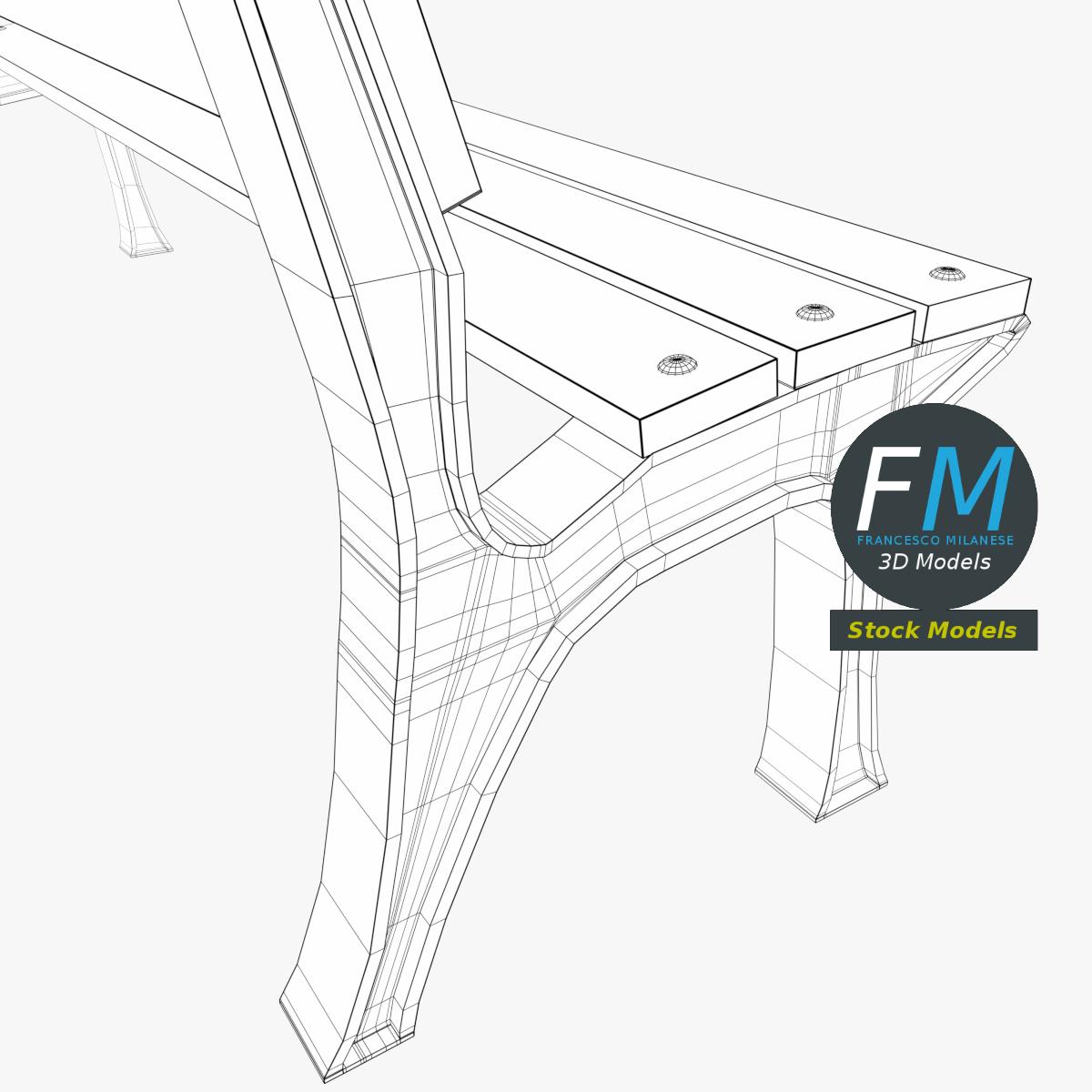 3D-Modell - Parkbank aus Holz - 08