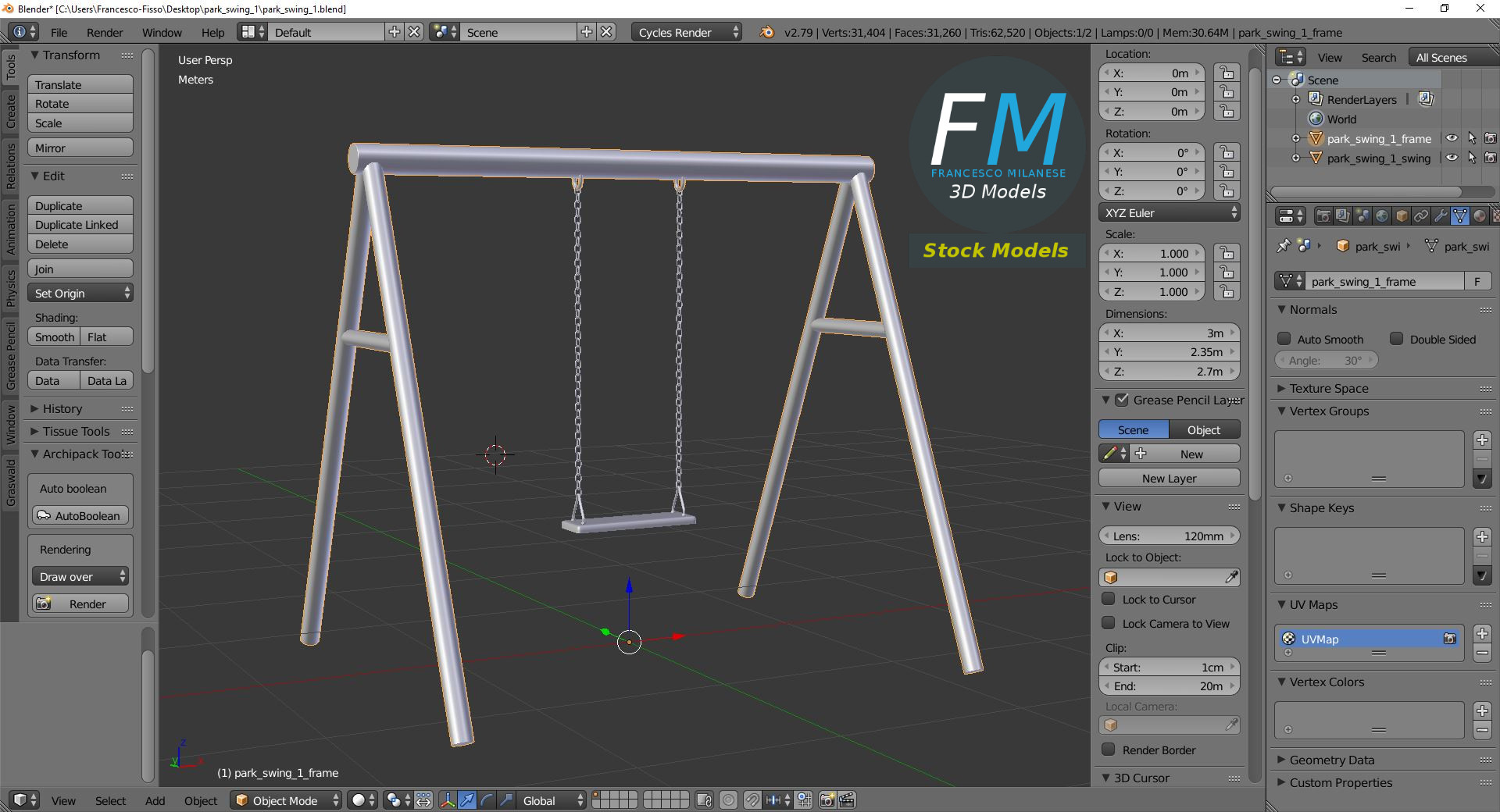 3D-Modell - Parkschaukel - 09