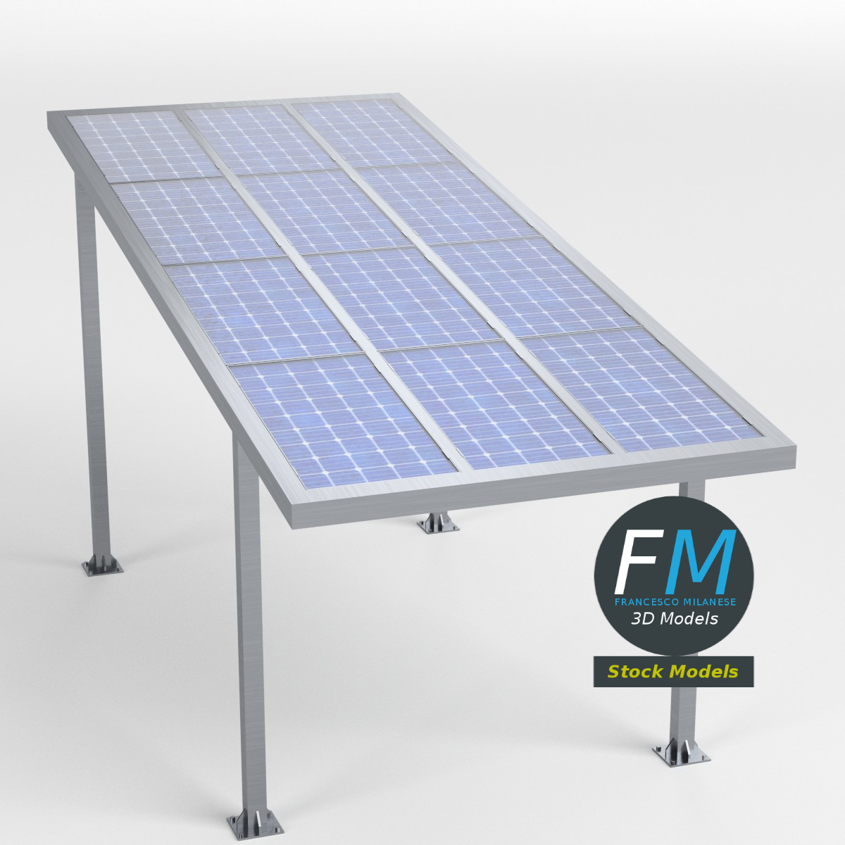 3D-Modell - Parkplatzüberdachung mit Solarmodulen - 01