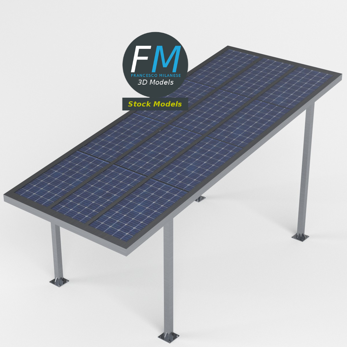 3D-Modell - Parkplatzüberdachung mit Solarmodulen - 02