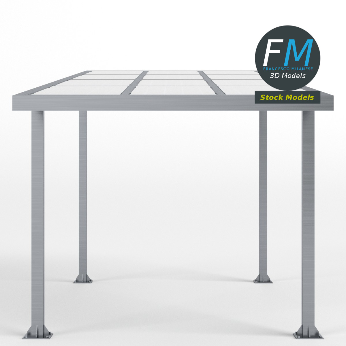 3D-Modell - Parkplatzüberdachung mit Solarmodulen - 03