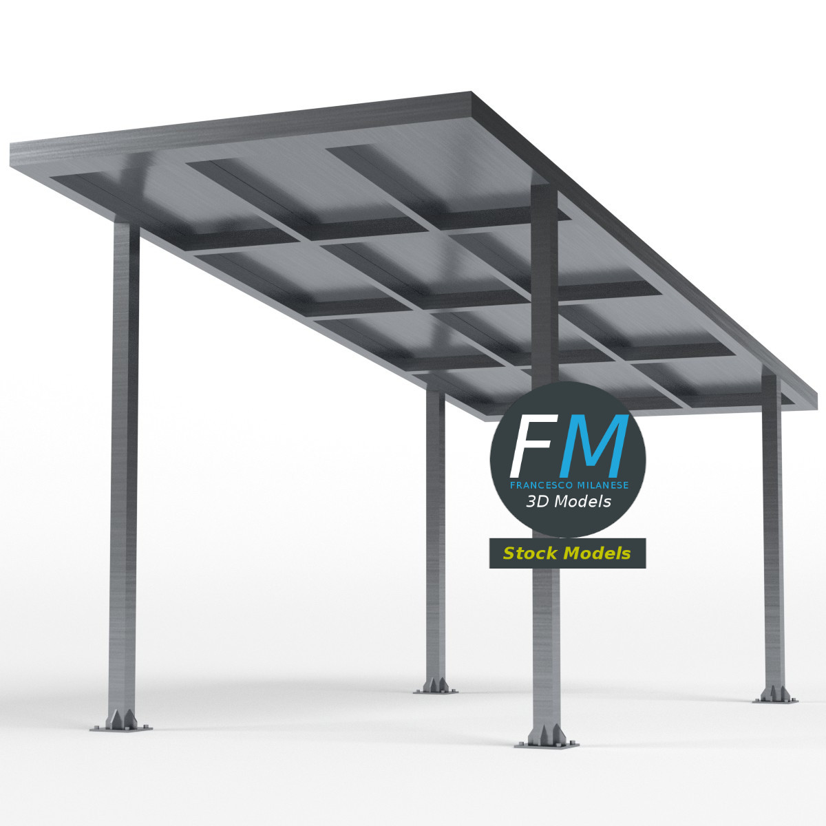 3D-Modell - Parkplatzüberdachung mit Solarmodulen - 04