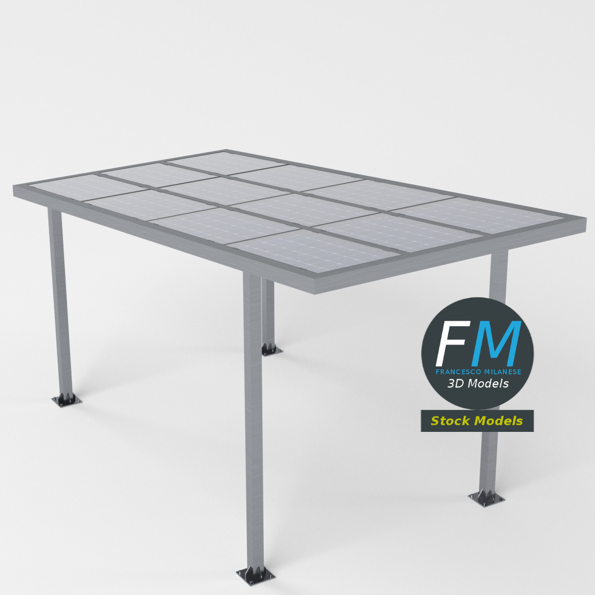 3D-Modell - Parkplatzüberdachung mit Solarmodulen - 05