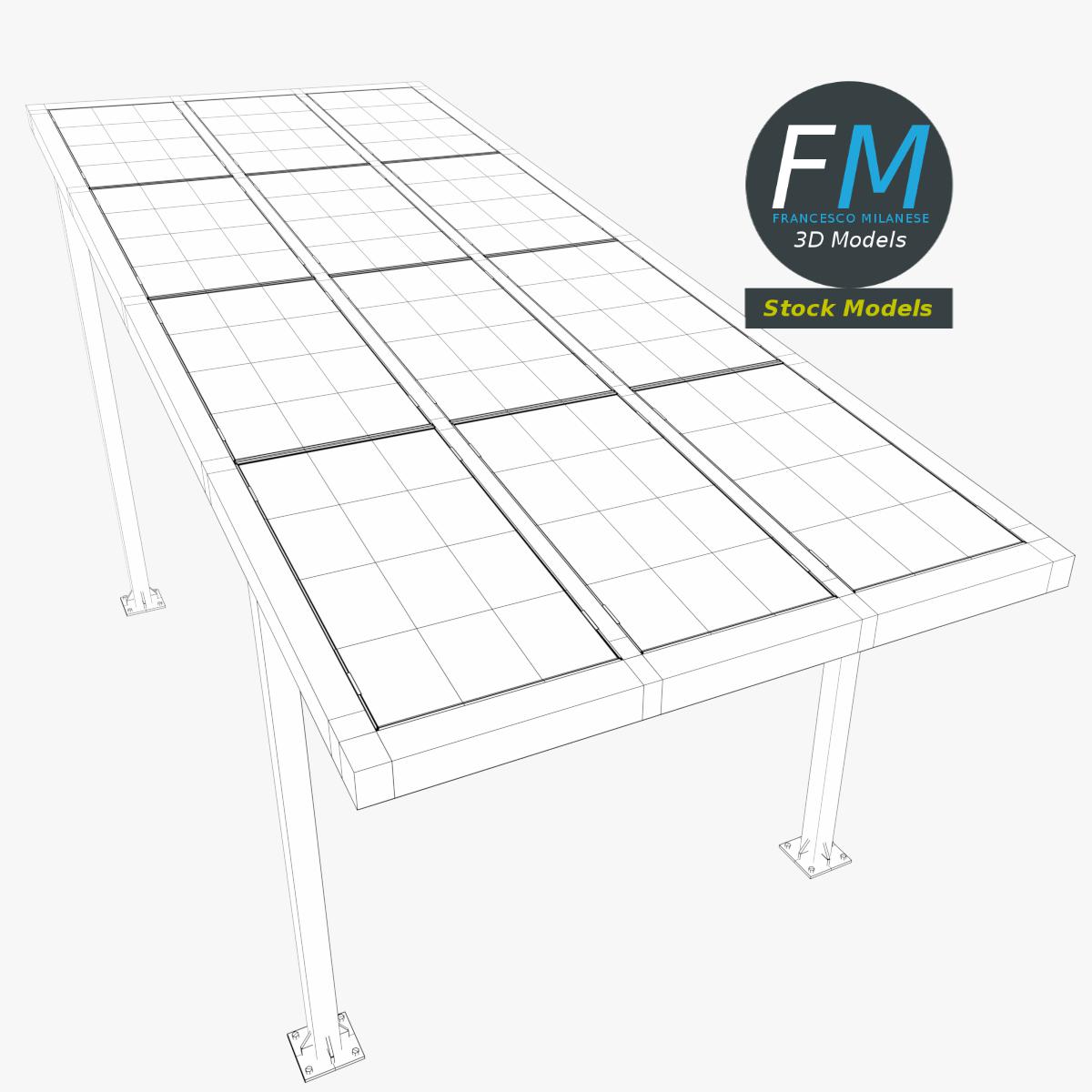 3D-Modell - Parkplatzüberdachung mit Solarmodulen - 07