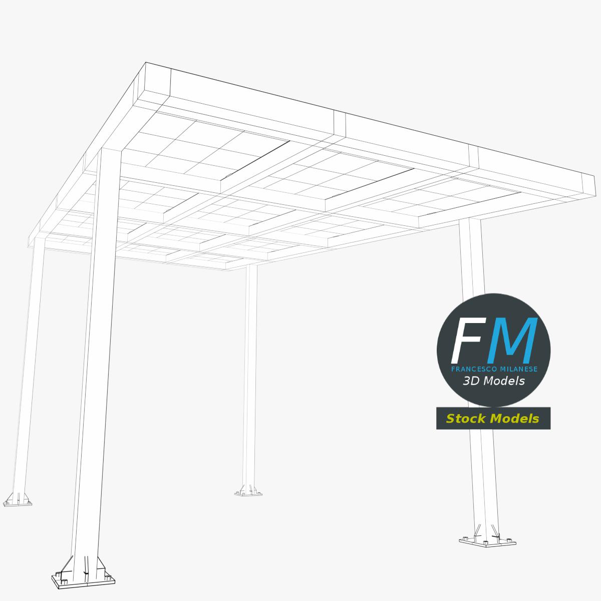 3D-Modell - Parkplatzüberdachung mit Solarmodulen - 08