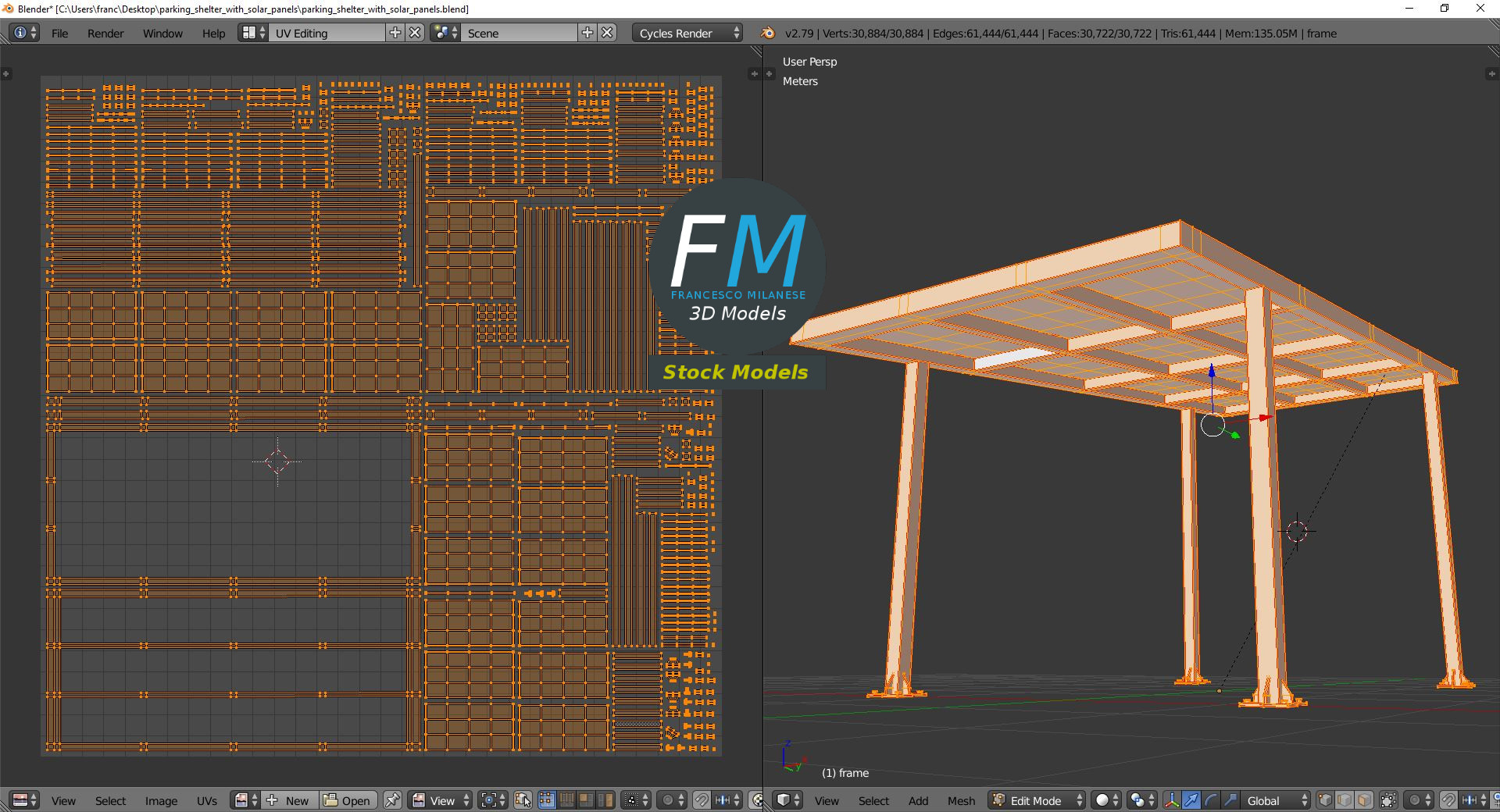 3D-Modell - Parkplatzüberdachung mit Solarmodulen - 10