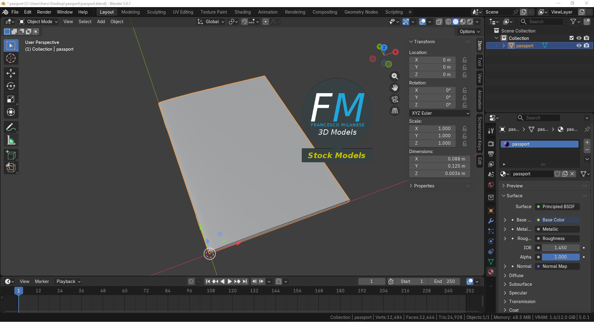 3D-Modell - Internationaler Reisepass - 09
