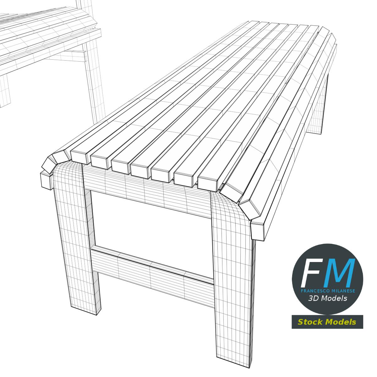 3D-Modell - Terrassenstuhl und Fußhocker aus Holz - 07