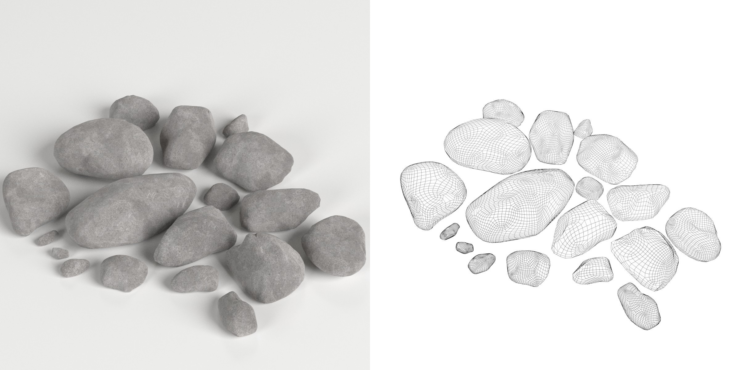3D-Modell - Kiesel- und Steinset