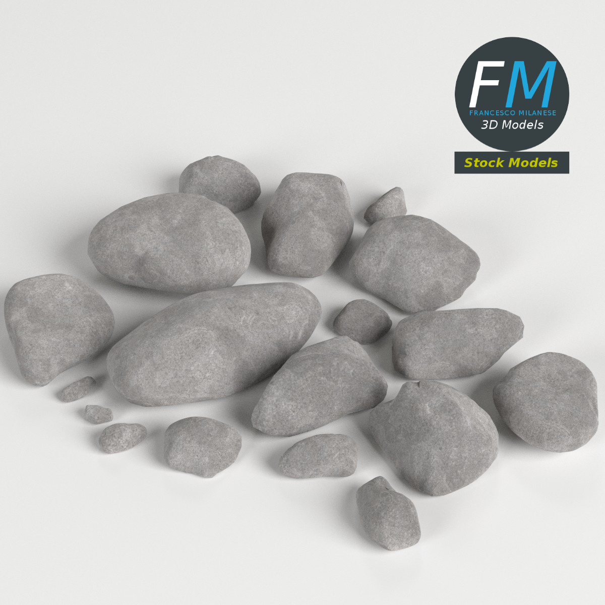 3D-Modell - Kiesel- und Steinset - 01
