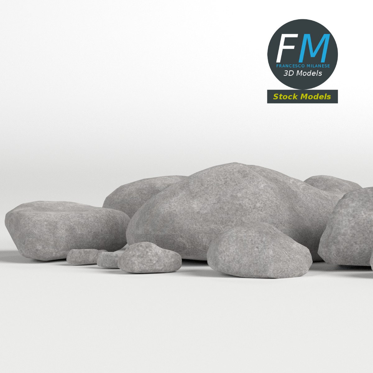 3D-Modell - Kiesel- und Steinset - 03
