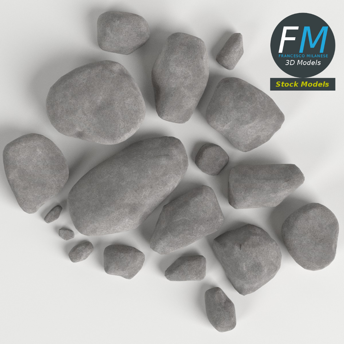 3D-Modell - Kiesel- und Steinset - 06