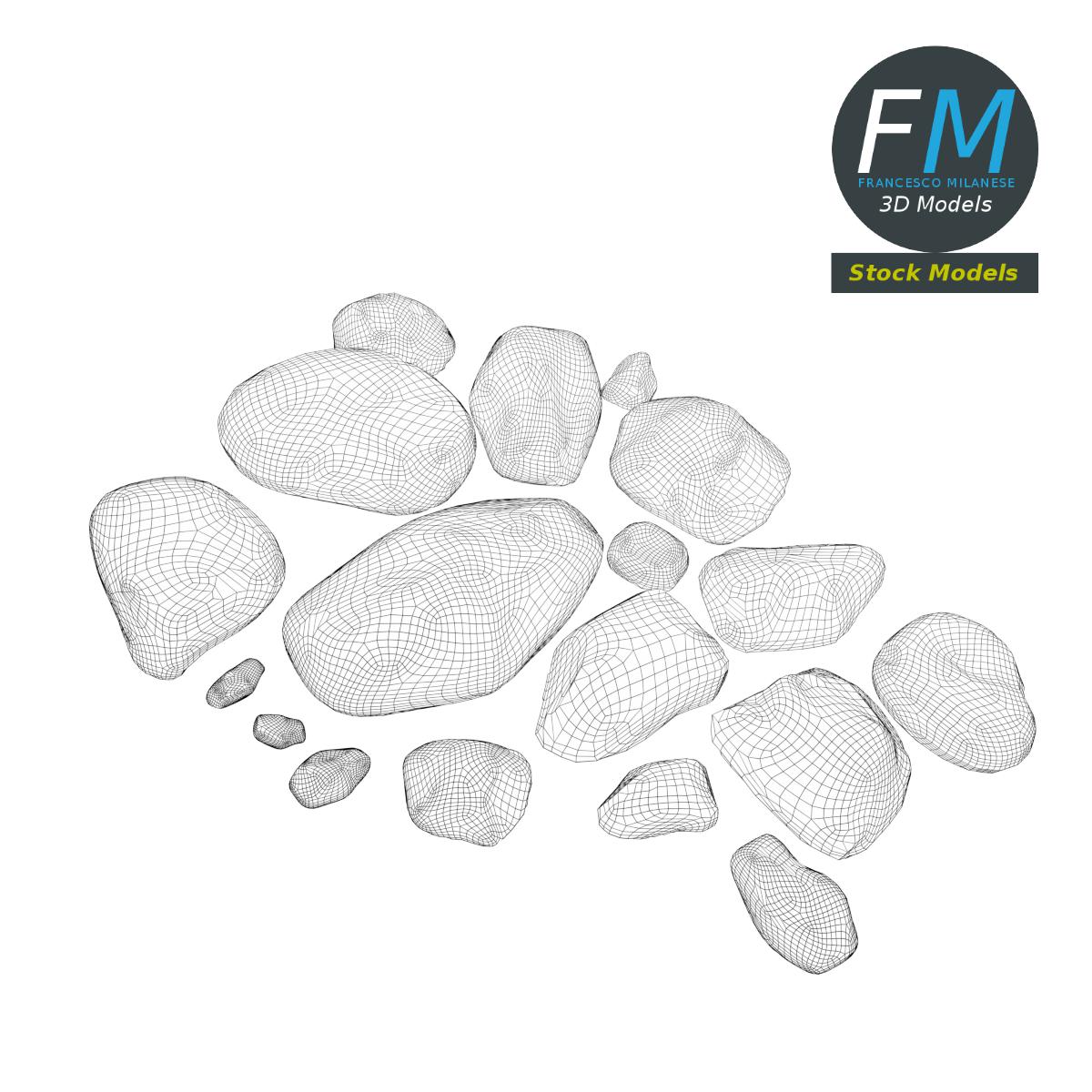 3D-Modell - Kiesel- und Steinset - 07