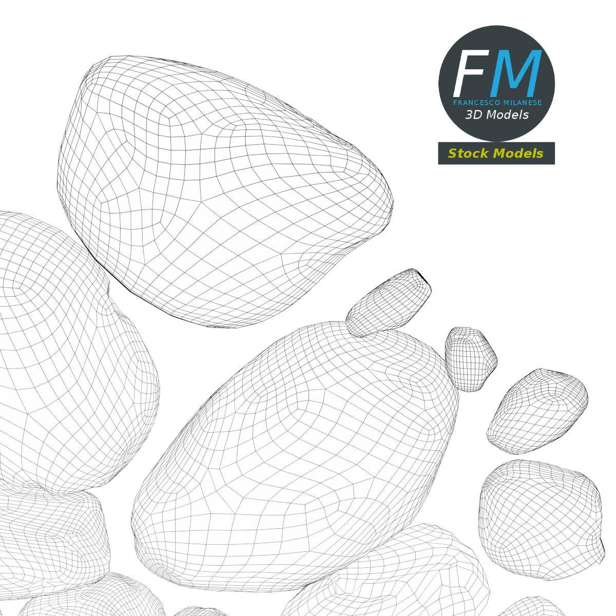 3D-Modell - Kiesel- und Steinset - 08
