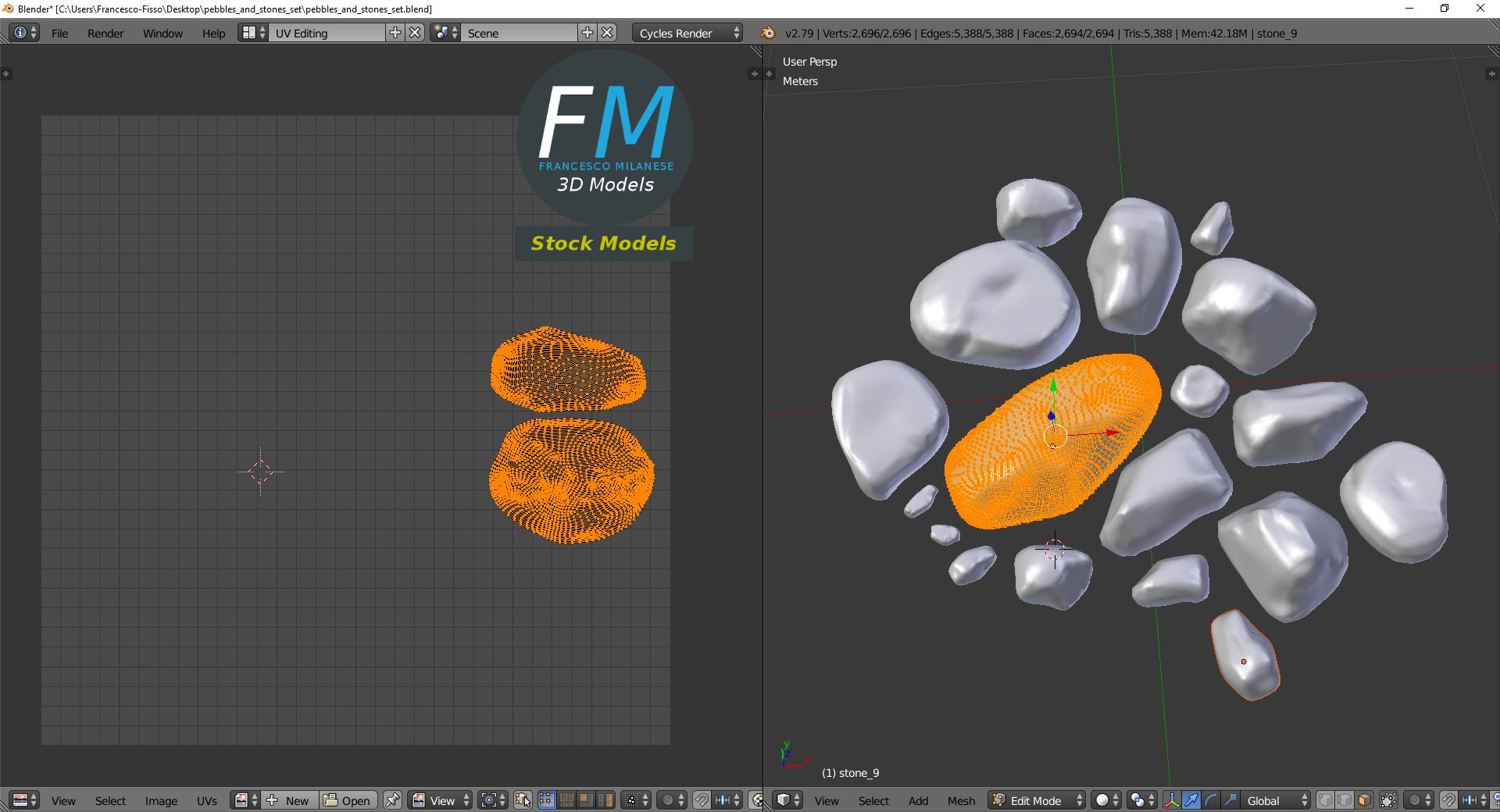 3D-Modell - Kiesel- und Steinset - 10