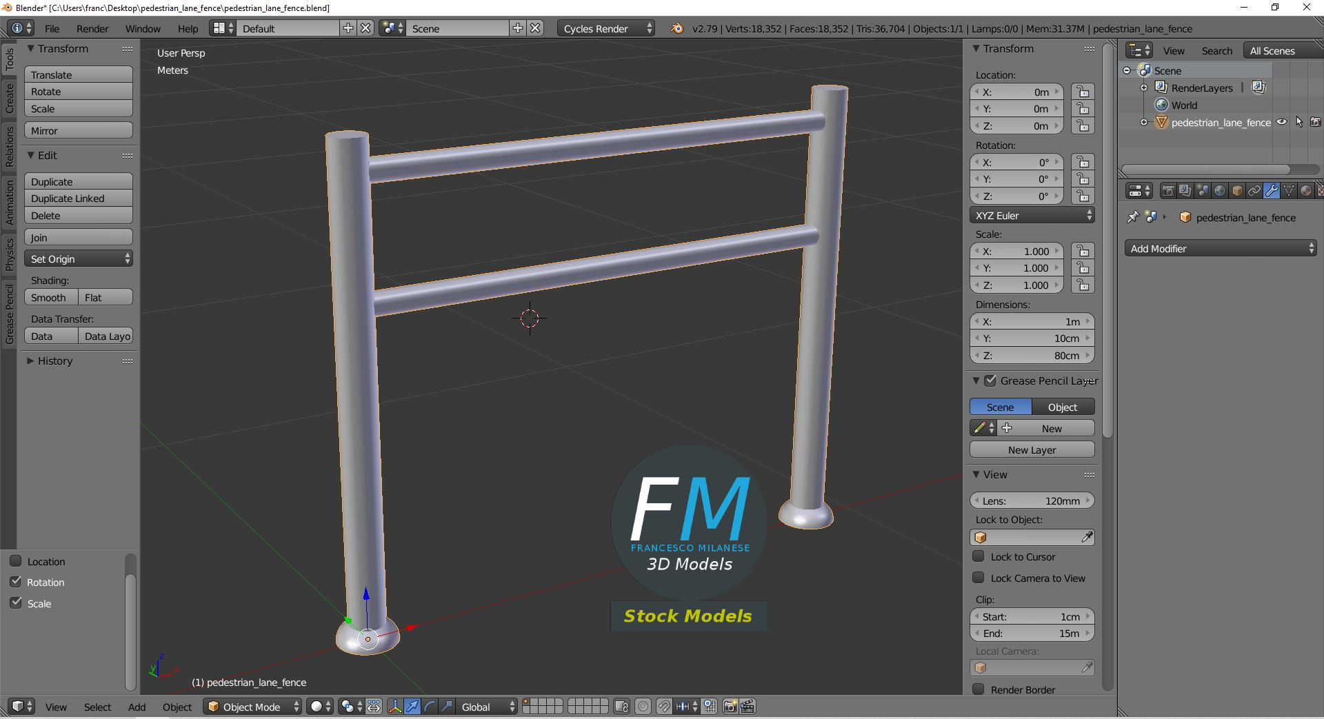 3D-Modell - Fußgängerweg-Absperrung - 09