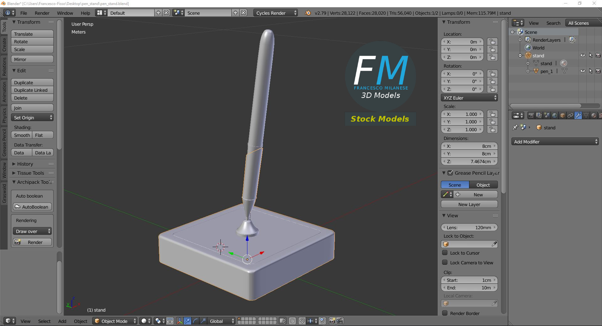 3D-Modell - Schreibtisch-Stifthalter - 09