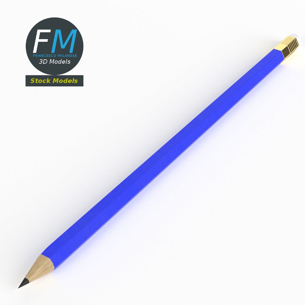 3D-Modell - Bleistift mit Radiergummi - 01