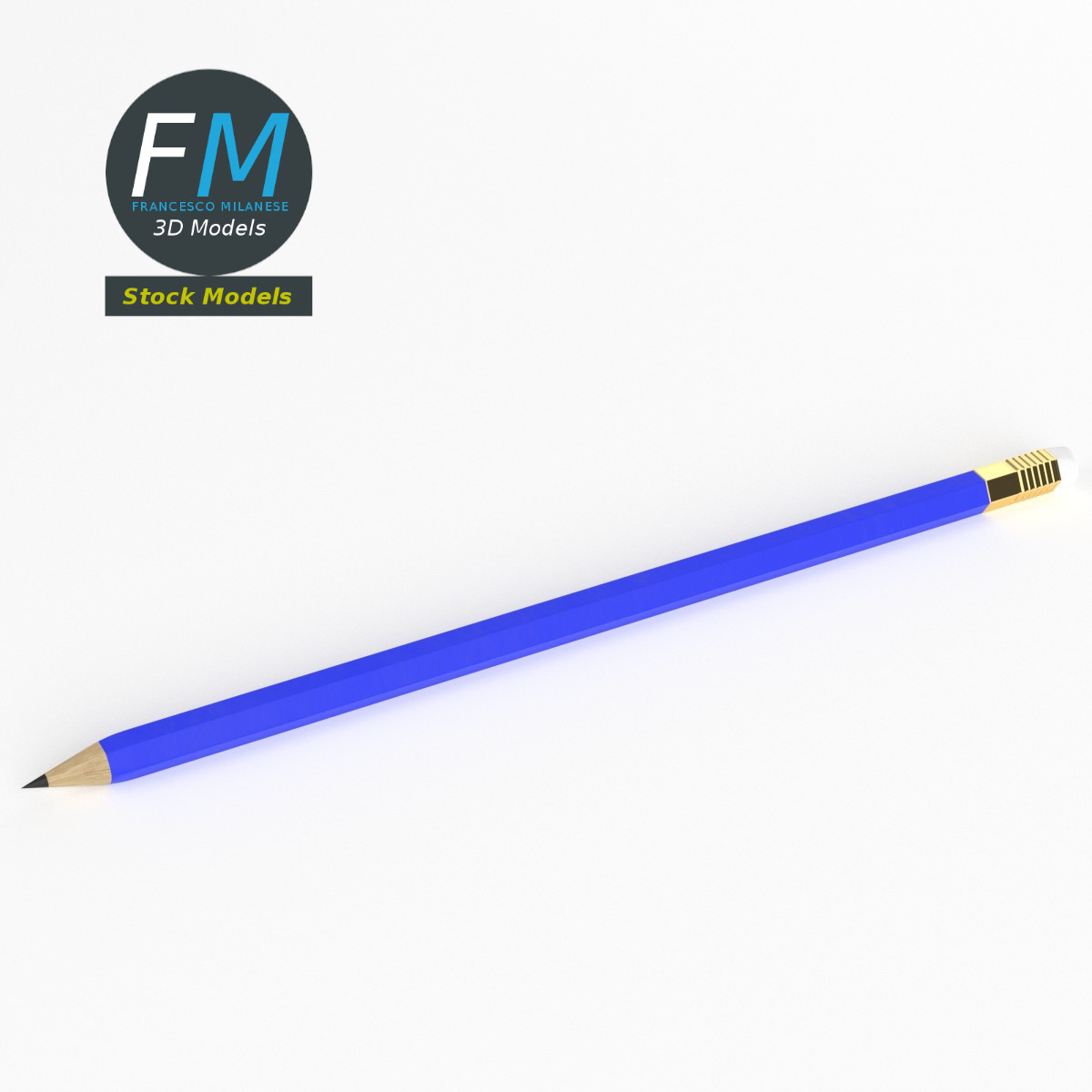 3D-Modell - Bleistift mit Radiergummi - 02