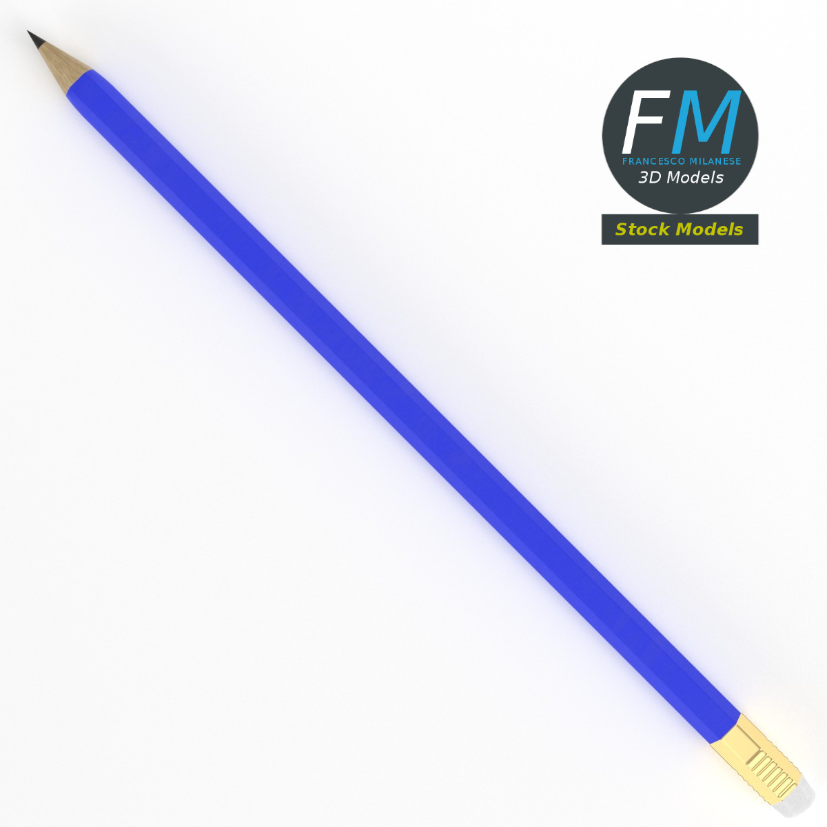 3D-Modell - Bleistift mit Radiergummi - 06