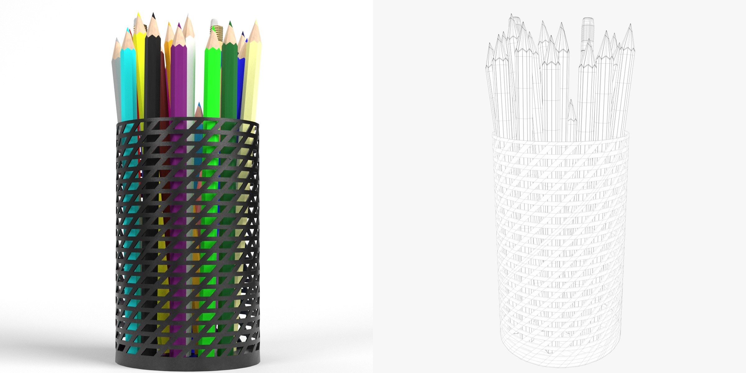 3D-Modell - Stiftebecher mit Buntstiften