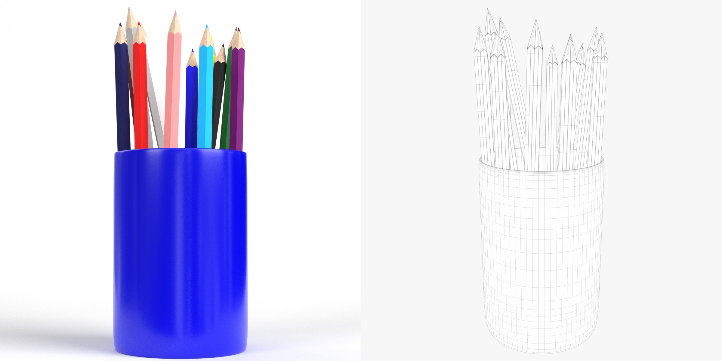 3D-Modell - Stiftebecher mit Buntstiften