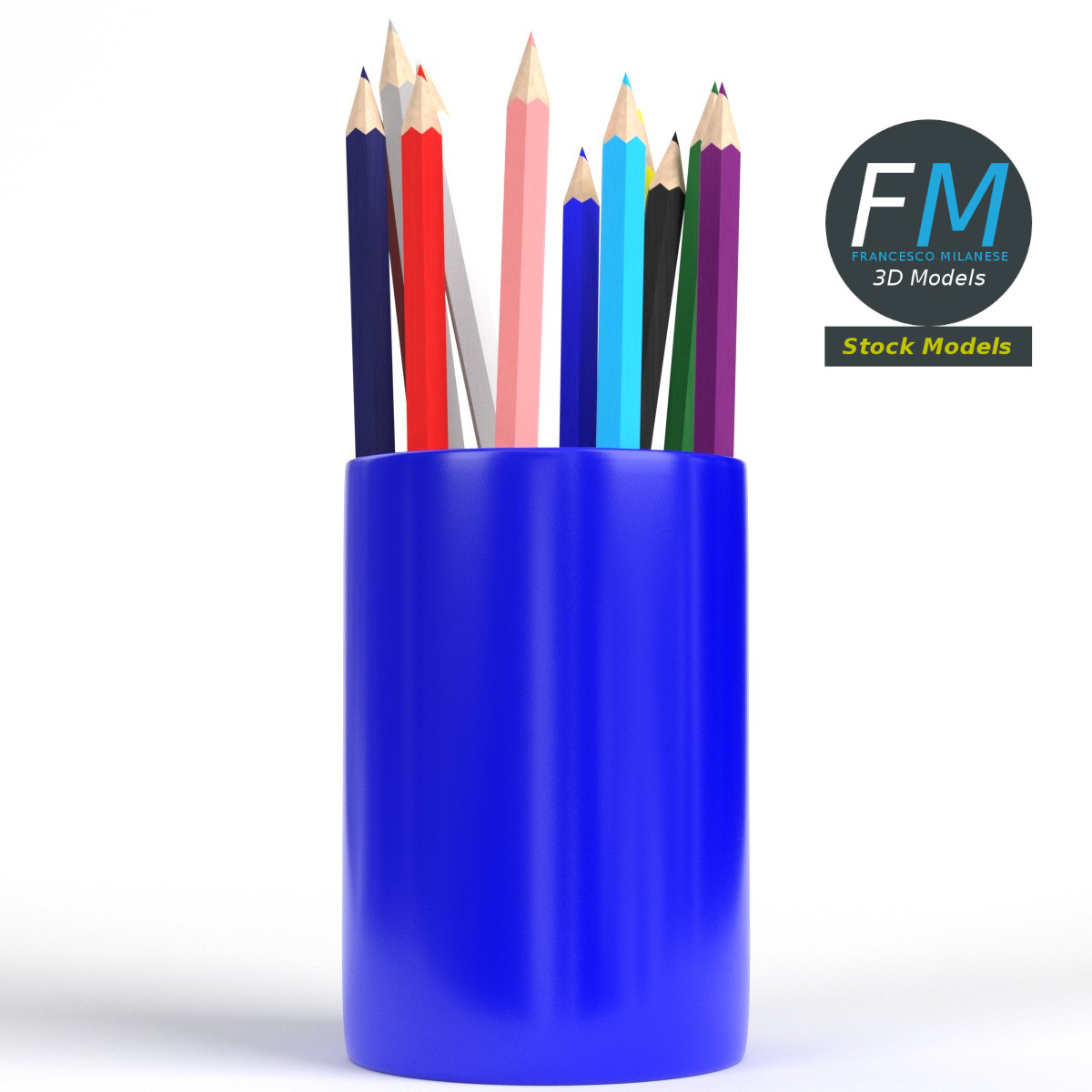 3D-Modell - Stiftebecher mit Buntstiften - 01